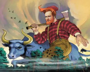 Dave OConnell, Lumber Jack, Conan OBunyan, Conan OBrien art gallery, Illustration