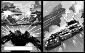 Dave OConnell, GM Transformers, Black & white Storyboard