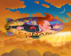 Conan OBrien art gallery, illustration, blimp